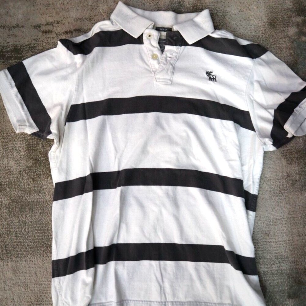 Abercrombie & Fitch Mens Muscle Fit Stripe Polo Shirt Size XXL Short Sleeve